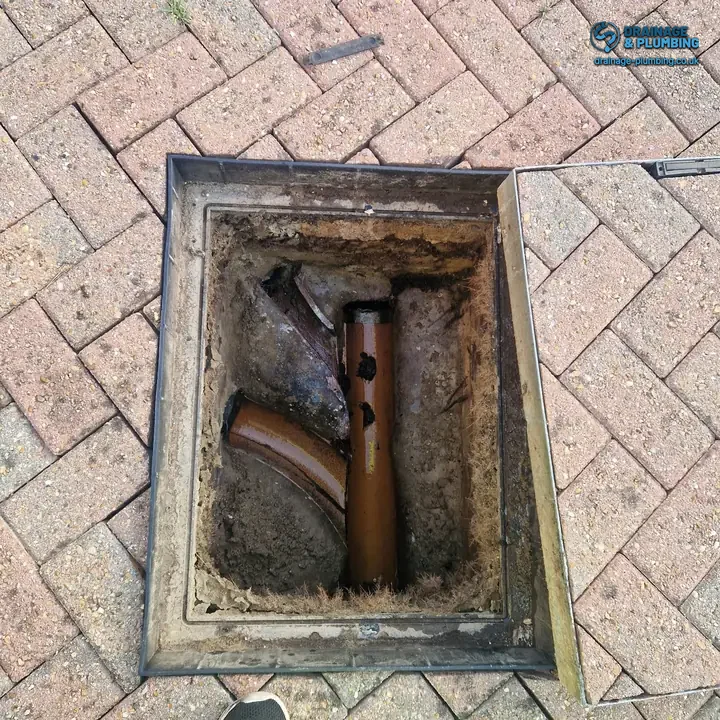 Open inspection chamber with branching clay drainage channels