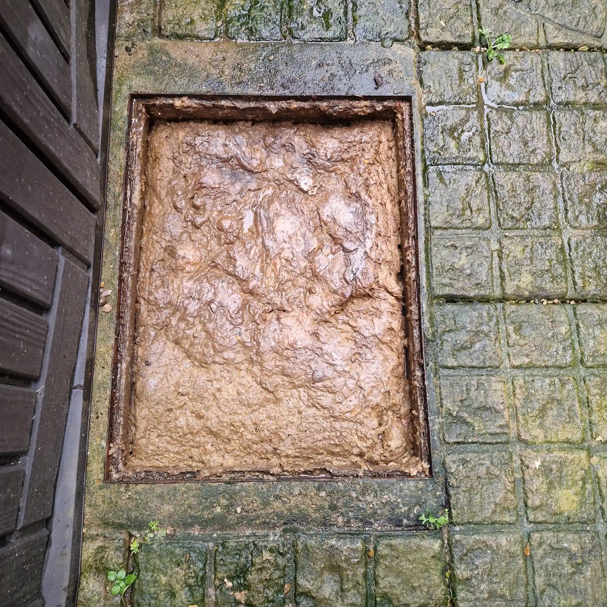 What makes drains smell – fully blocked manhole found by Drainage & Plumbing Ltd