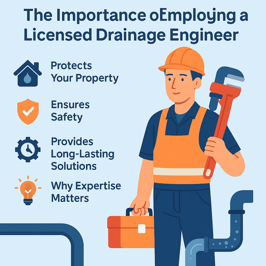 licensed drainage engineer infographic showing benefits of hiring a professional
