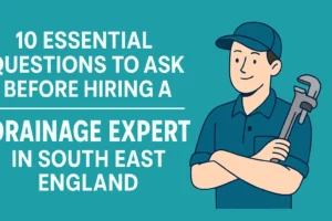 Engineer cleaning drains as part of questions to ask a drainage expert