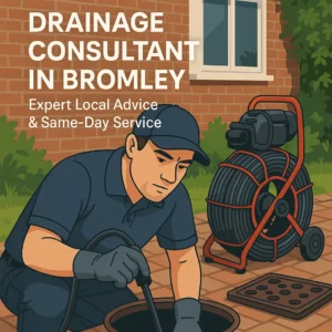 Drain consultant in Bromley carrying out inspection with drain jetting machine