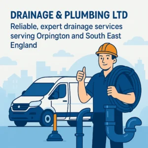 Orpington drainage specialist with tools and van providing expert drainage services in South East England