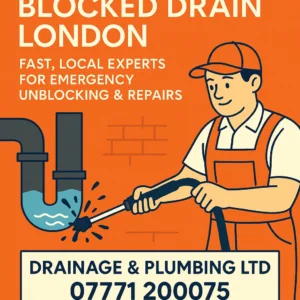Blocked drain London service by Drainage & Plumbing Ltd using high-pressure jetting equipment