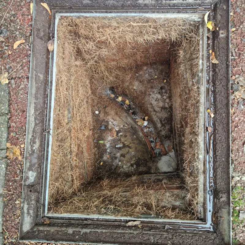 Garden drainage soakaway pit installation showing gravel and geotextile lining