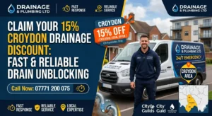 A certified engineer from Drainage & Plumbing Ltd uses high-pressure water jetting to quickly clear a blocked gully on a Croydon property. Use your 15% local discount.