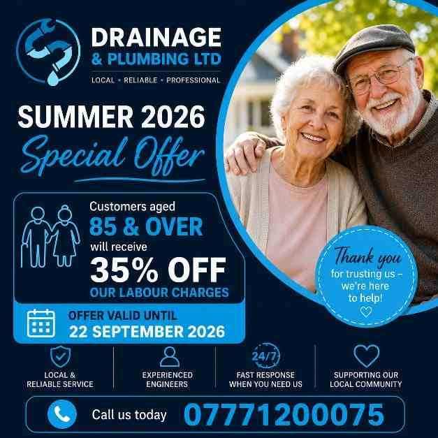 Drain Unblocking Special Offer: 35% Off for Over-85s (Summer 2026)